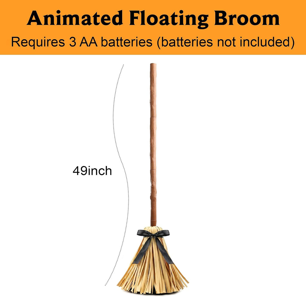 Halloween Decorations Indoor - 49" Animated Floating Lighted Witch Broom