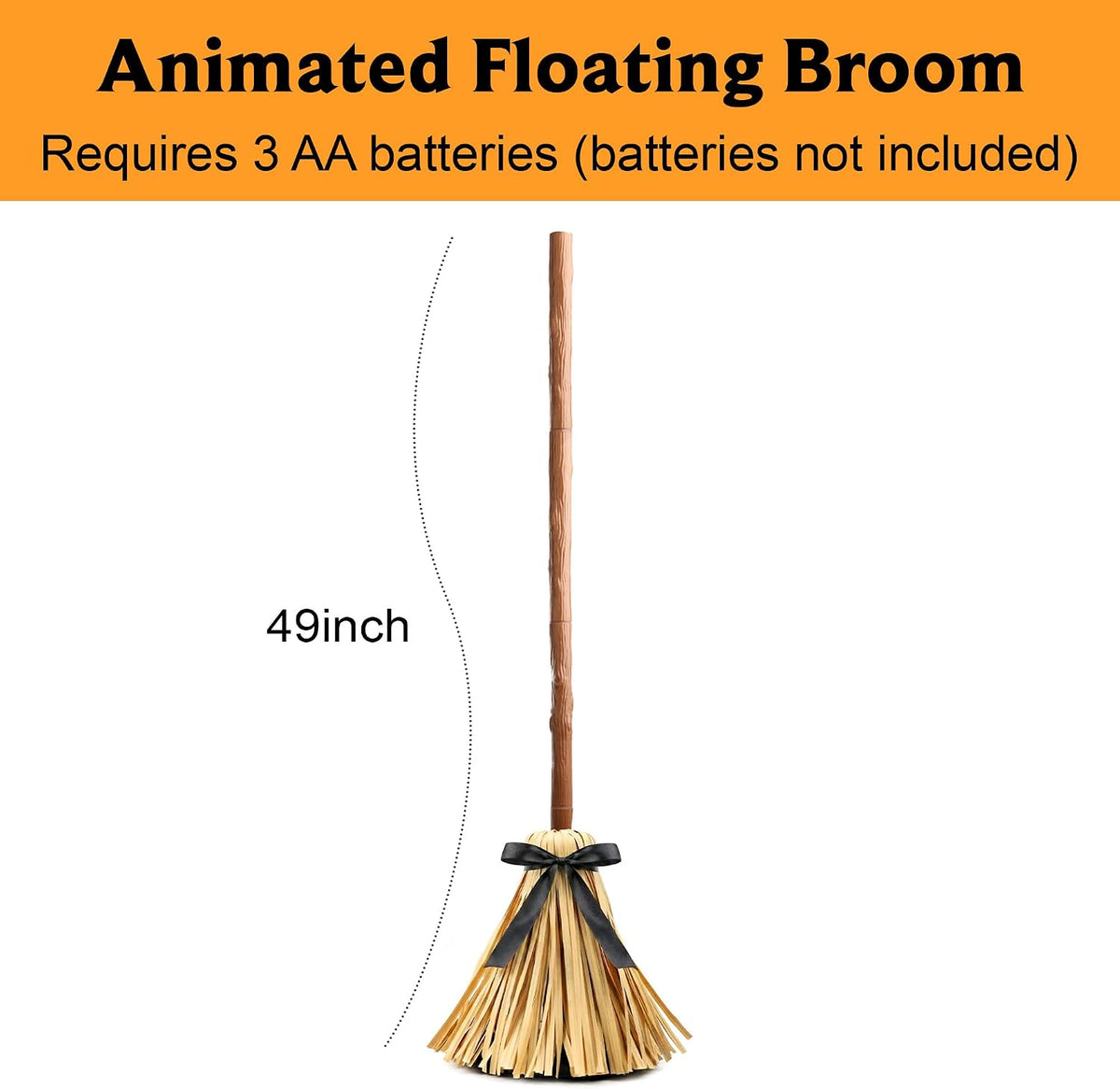 Halloween Decorations Indoor - 49" Animated Floating Lighted Witch Broom