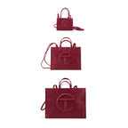 TELFAR Medium Shopping Bag - Cobalt | Unisex Faux Leather Shopping Tote with Shoulder and Crossbody Strap, Dust Bag, Magnetic Snap | Laptop-Sized | Work & Travel Ready