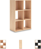 Signature Design by Ashley Piperton 6 Cube Storage Organizer, Cubby Shelf | Durable engineered wood with natural ash grain, Fits standard 10.5-inch bins, Versatile hybrid closed and open back design