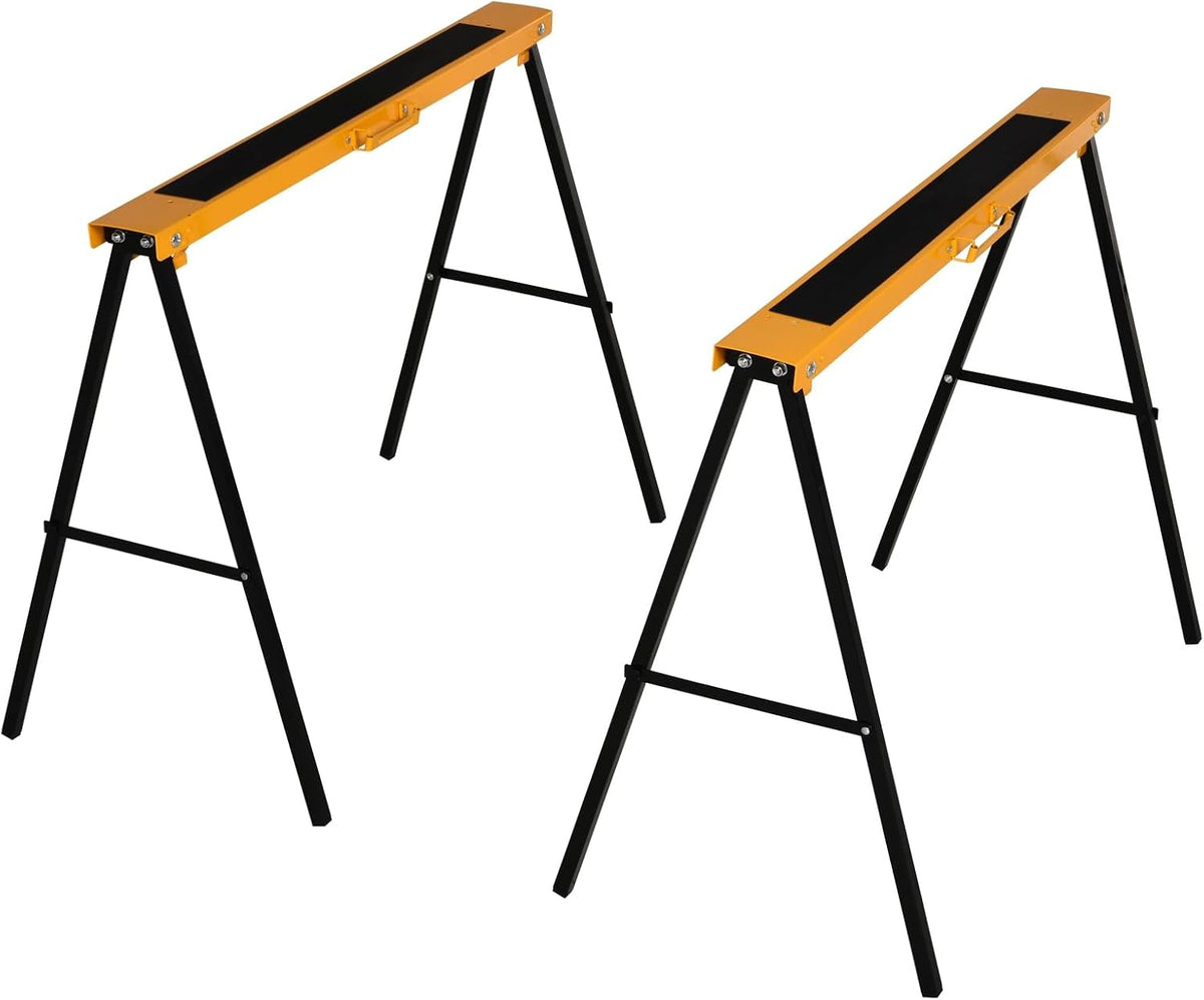 HOMCOM Saw Horse Twin Pack Folding Workbench Metal Trestle Stands 2PCS