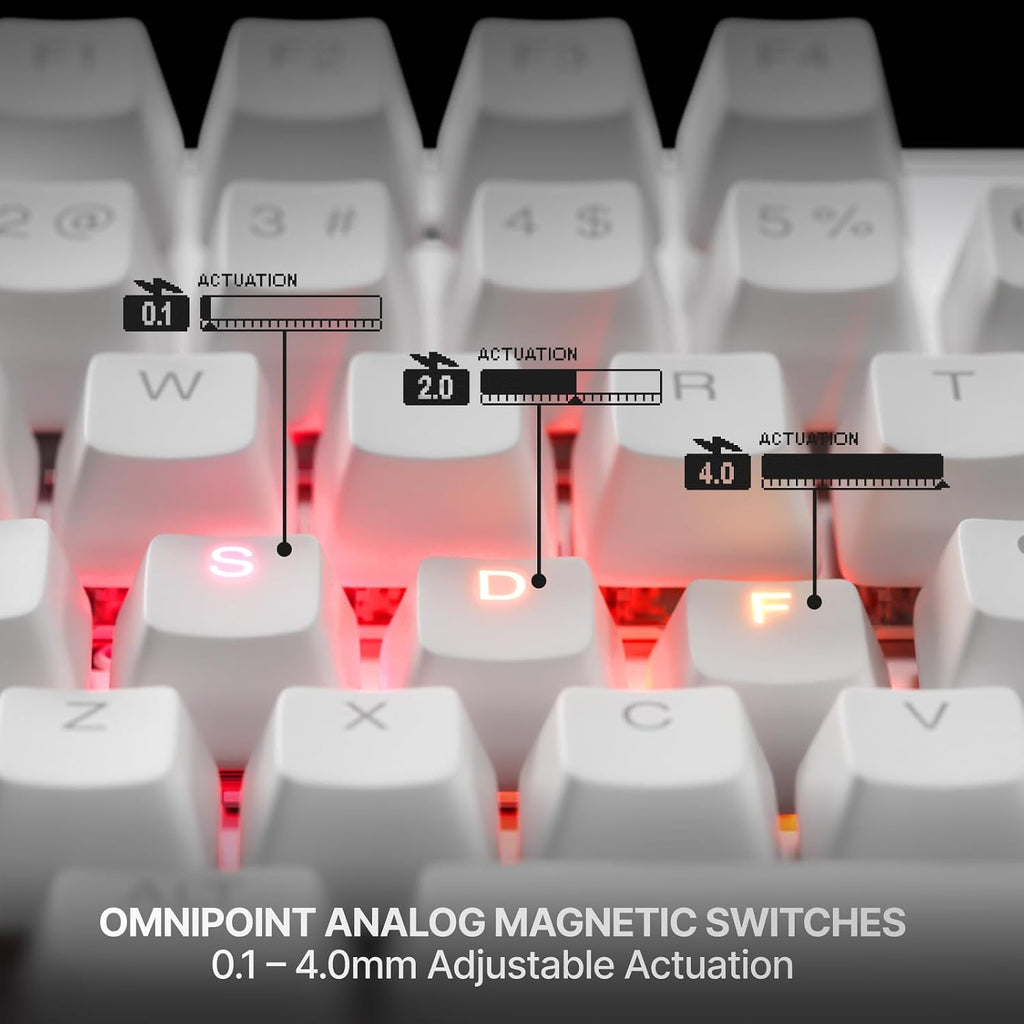 SteelSeries Apex Pro TKL Gen 3 - White Gaming Keyboard - Adjustable Hall Effect Switches; OmniPoint 3.0 - Game-Ready Presets - Rapid Trigger, Protection Mode, Rapid Tap/SOCD - English QWERTY
