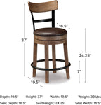 Signature Design by Ashley Pinnadel Counter Height Swivel Bar Stool, Brown