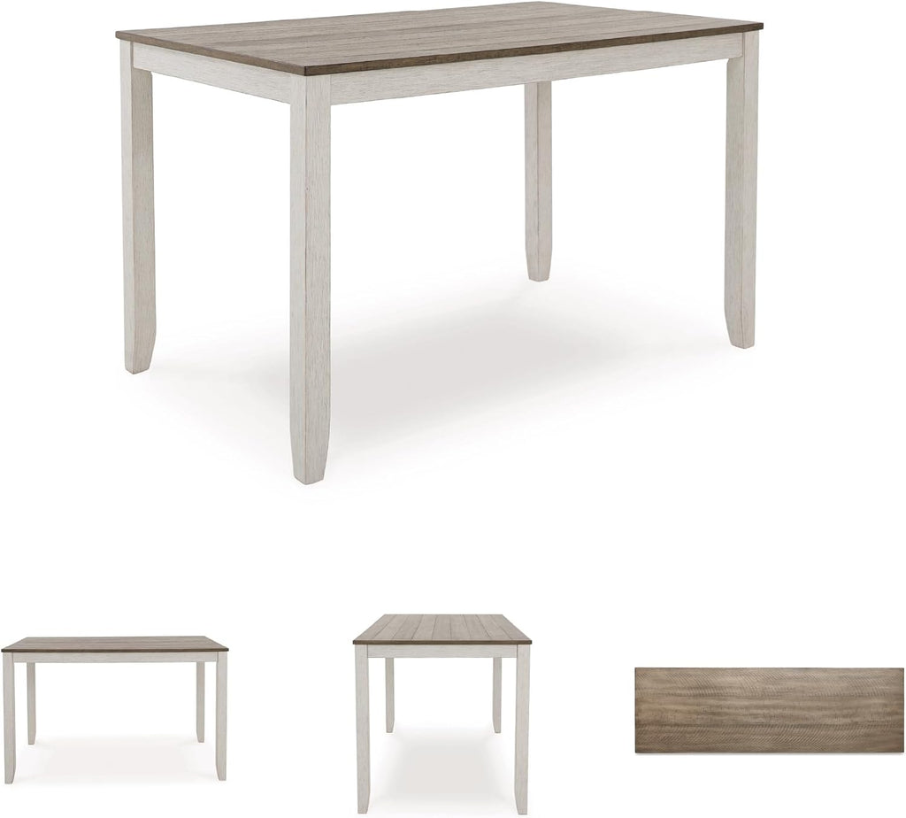 Signature Design by Ashley Skempton Counter Height Dining Table Set for 6 | 36 in counter height dining table, 24.75 in seat height, Solid wood stool frames, Two-tone wood design, Cushioned seats