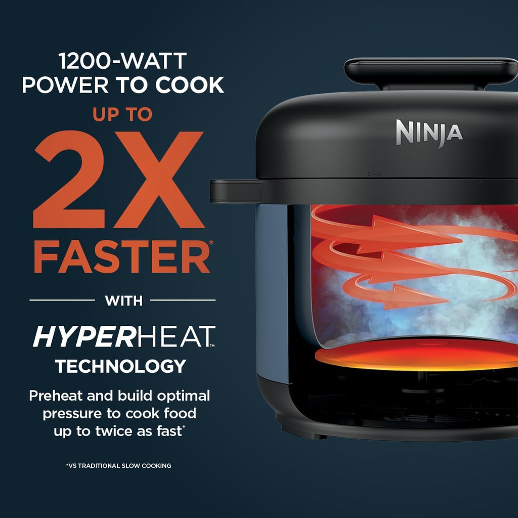 Ninja® HyperHeat™ 9-in-1 Pressure Cooker, 6.5-qt, Blue Macaron, PC201 | Cooks 2X faster, Sear, Sauté, Slow Cook, Steam & Sous Vide, 1200W, PFAS-free pot, removable SimpliServe™ pot for easy serving
