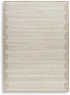 Signature Design by Ashley Wool Area Rug, Extra Large 10x14, Brown/Beige | 100% natural wool tufted construction, Modern stepped border in brown and beige, Oversized footprint, Emorymore Series