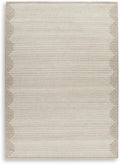 Signature Design by Ashley Wool Area Rug, Extra Large 10x14, Brown/Beige | 100% natural wool tufted construction, Modern stepped border in brown and beige, Oversized footprint, Emorymore Series