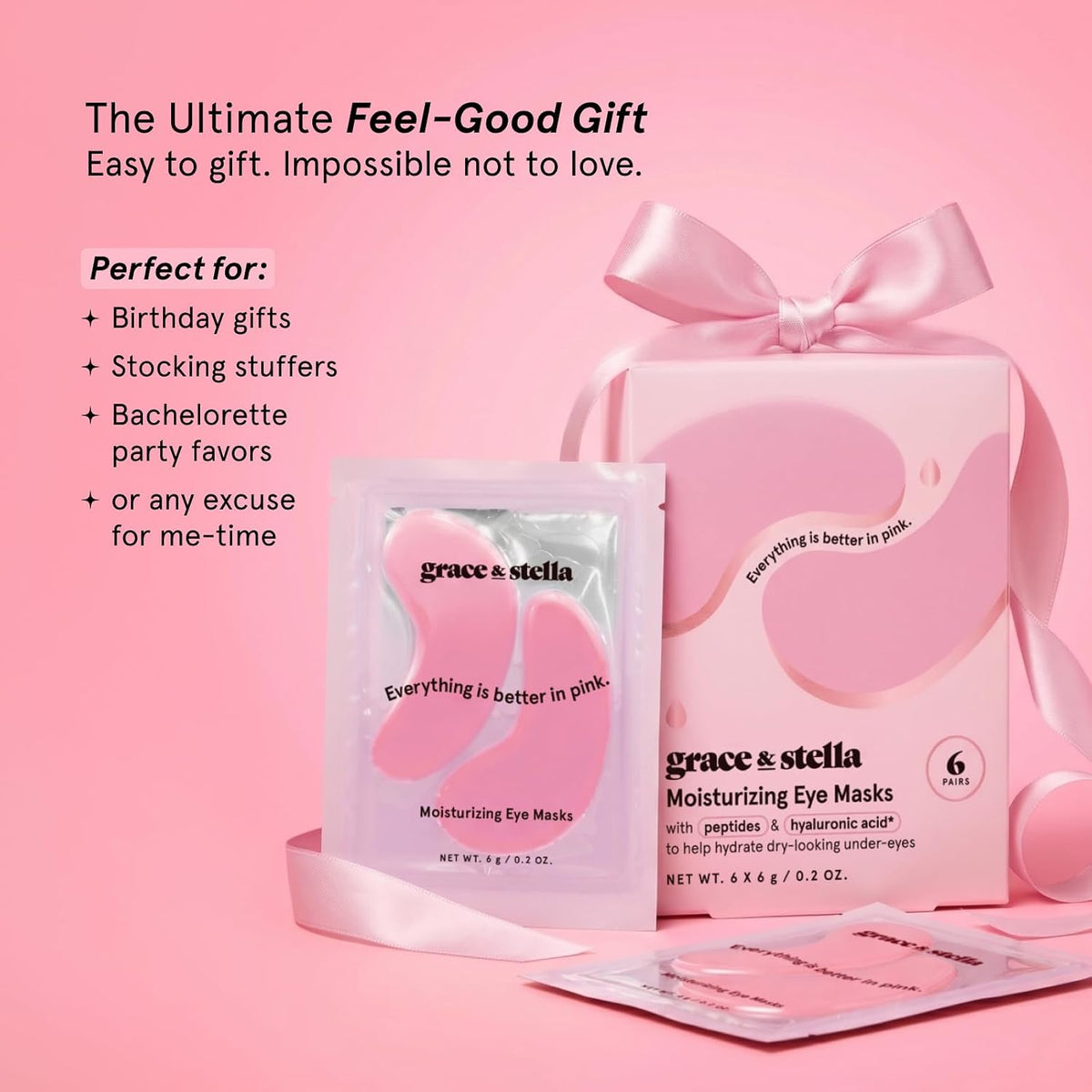 grace & stella Award Winning Moisturizing Under Eye Masks (24 Pairs, Pink)