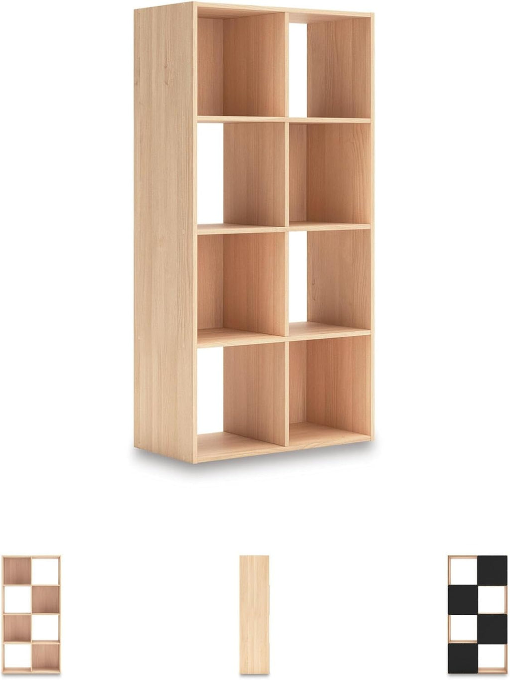 Signature Design by Ashley 8 Cube Storage Organizer Bookshelf, Light Brown | Durable engineered wood, Space-saving vertical 8-cubby floor mount, Fits standard 10.5-inch bins, Piperton Series