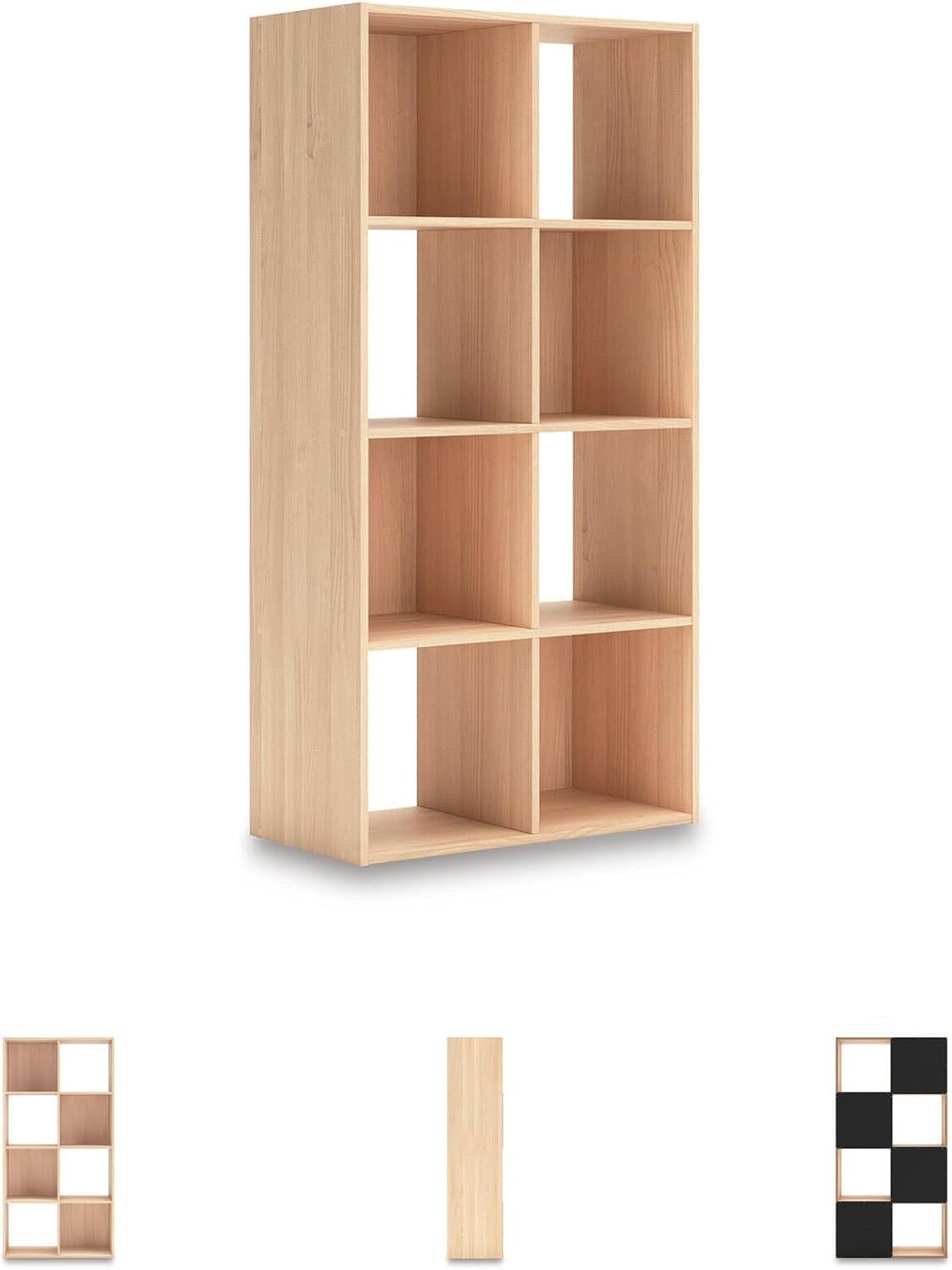Signature Design by Ashley 8 Cube Storage Organizer Bookshelf, Light Brown | Durable engineered wood, Space-saving vertical 8-cubby floor mount, Fits standard 10.5-inch bins, Piperton Series