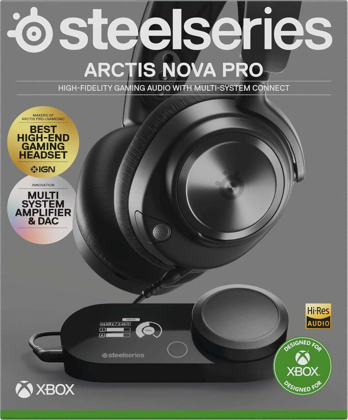 SteelSeries Arctis Nova Pro for Xbox - Multi-System Gaming Headset (Xbox, PC, Switch & More) - Premium Hi-Fi Drivers - Hi-Res Certified GameDAC Gen2 - 360° Spatial Audio - Retractable Mic