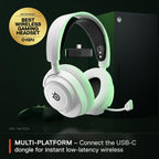 SteelSeries Arctis Nova 7X Wireless Xbox Series X/S Gaming Headset - Neodymium Magnetic Drivers - Dual Wireless Xbox & Bluetooth Audio - 38H USB-C Battery - AI Mic - Supports PS5, PC - White