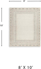 Signature Design by Ashley 8x10 Hand Tufted Wool and Jute Rug, Taupe | Premium 96% wool area rug, 4% jute blend with 10 mm pile, Bordered transitional style for living rooms, Idaman Series