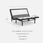 Signature Design by Ashley King Adjustable Bed Frame, Lumbar & Audio | Charcoal gray metal and polyester frame, Multi-color under-bed lighting with motion sensor, 3-year non-prorated warranty