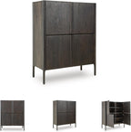 Signature Design by Ashley Fully Assembled Accent Cabinet, Espresso | Modern accent cabinet, Solid oak and engineered wood, 4 doors, 6 fixed interior shelves, Orsonal Series