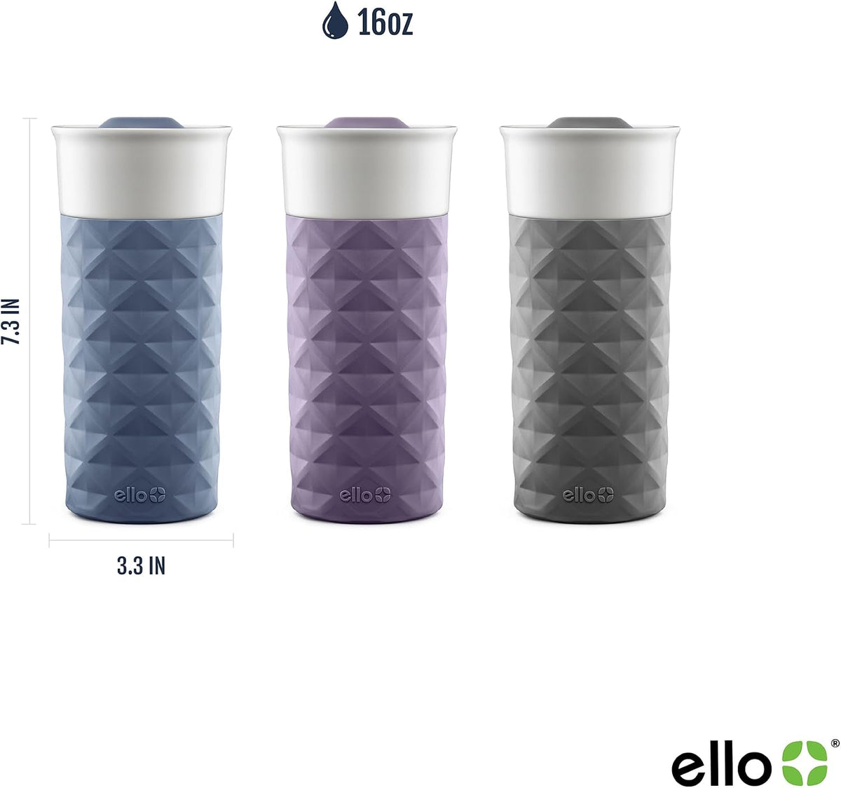 Ello Ogden 16oz Ceramic Travel Mug with Splash-Resistant Slider Lid and Protective Silicone Sleeve, Perfect for Coffee or Tea, BPA-Free, Dishwasher Safe