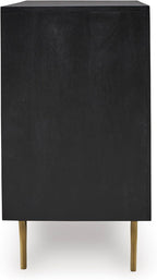 Signature Design by Ashley Tayner Contemporary Accent Cabinet with 2 Doors and 1 Shelf, Black & Metallic