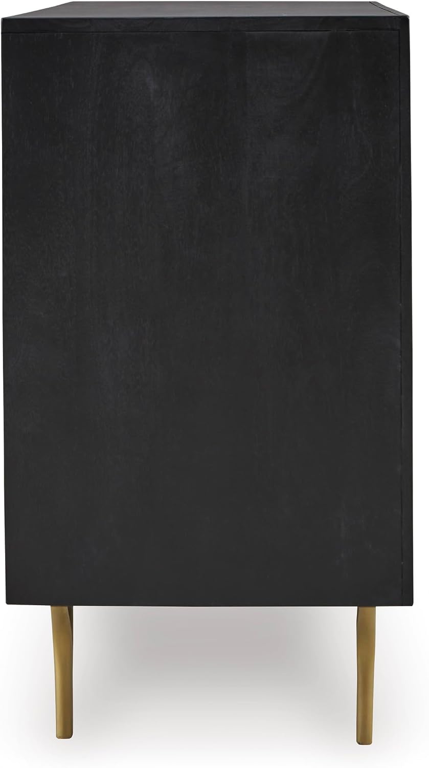 Signature Design by Ashley Tayner Contemporary Accent Cabinet with 2 Doors and 1 Shelf, Black & Metallic