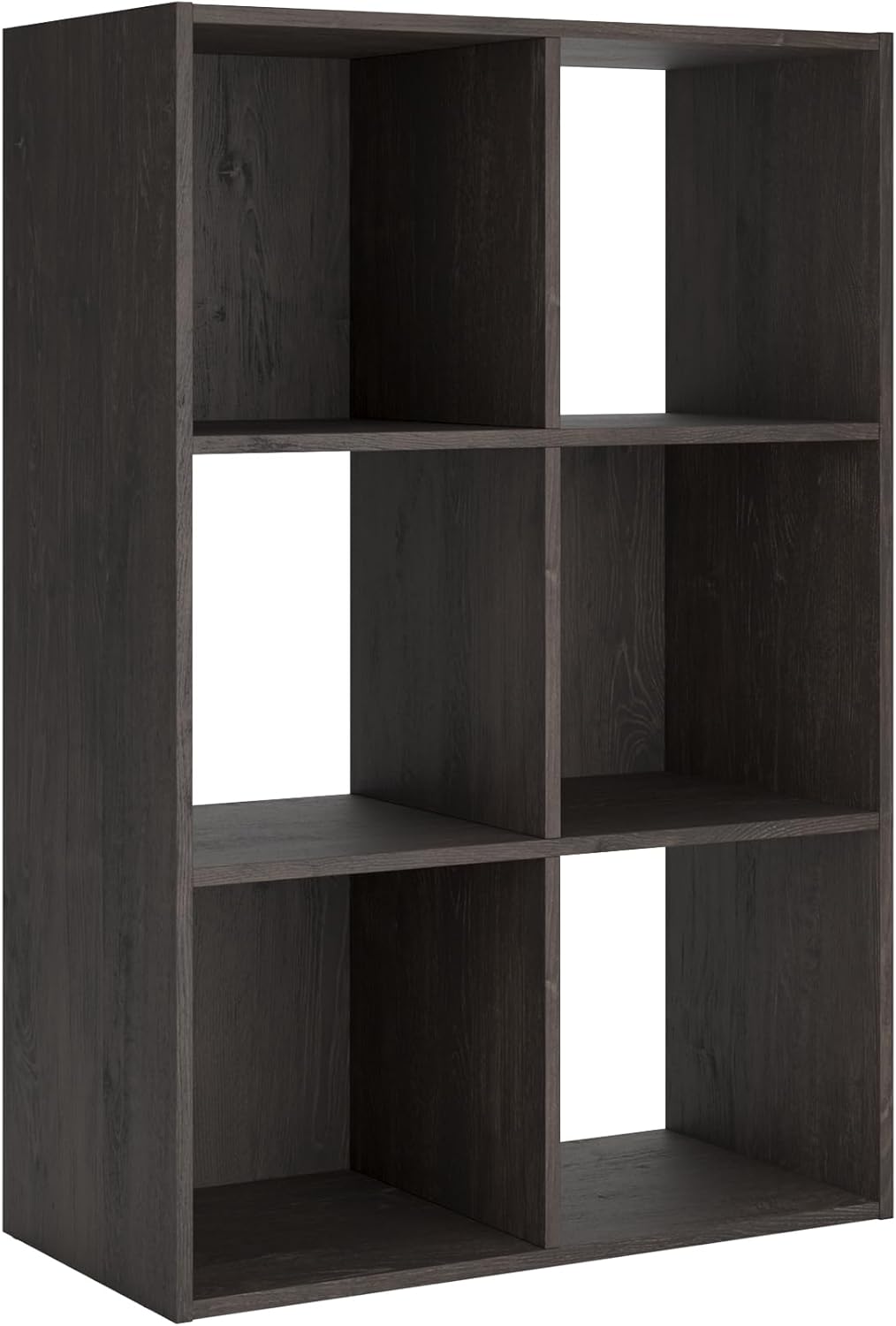 Signature Design by Ashley Piperton 6 Cube Storage Organizer, Freestanding Cubby Bookshelf, Engineered Wood and Decorative Laminate for Playrooms and Offices, Charcoal, 24" W x 36" H