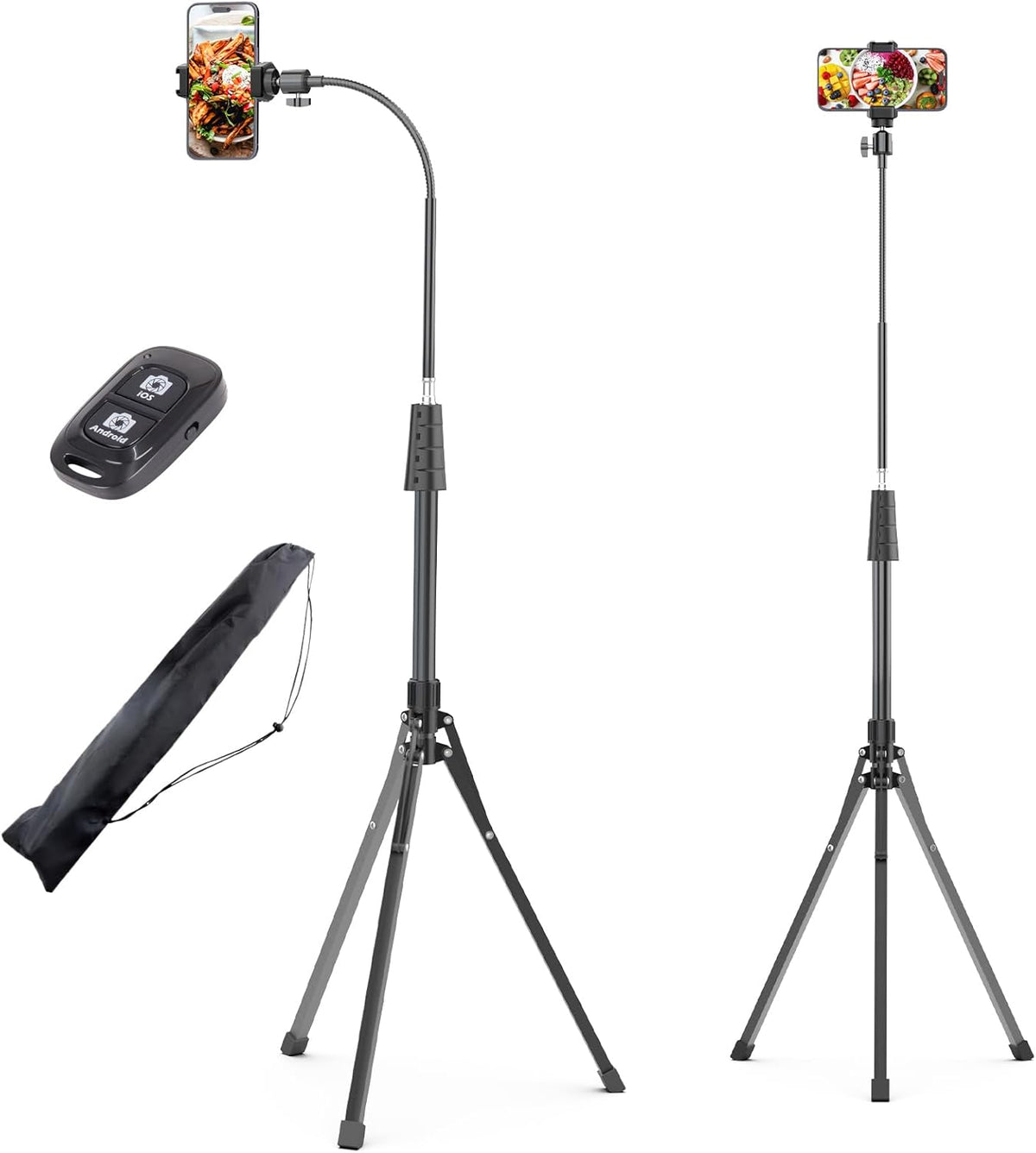 UBeesize 72" Phone Tripod & Selfie Stick, Camera Tripod Stand with Wireless Remote and Phone Holder,Compatible with iPhone Android, Perfect for Selfies/Video Recording/Live Streaming Black