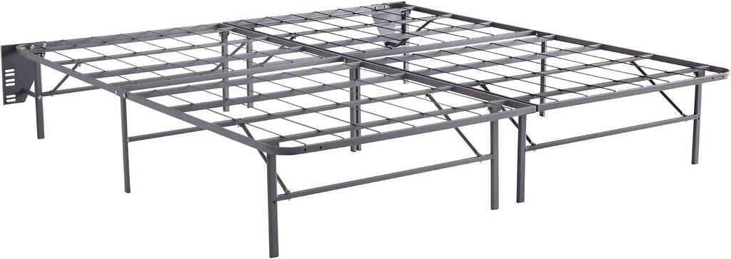 Signature Design by Ashley 2-Piece King Bed Frame Foundation, Gray | Powder-coated metal, Split king layout, 14-inch foundation, Included headboard brackets, Better than a Boxspring Series