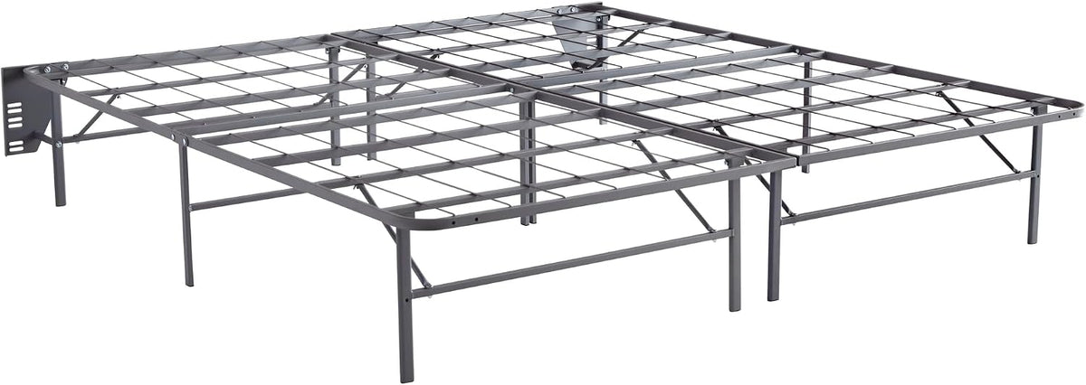 Signature Design by Ashley 2-Piece King Bed Frame Foundation, Gray | Powder-coated metal, Split king layout, 14-inch foundation, Included headboard brackets, Better than a Boxspring Series