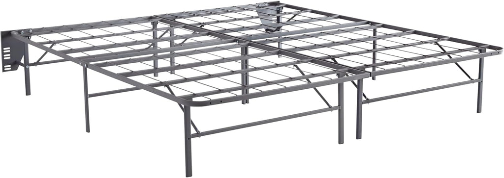 Signature Design by Ashley 2-Piece King Bed Frame Foundation, Gray | Powder-coated metal, Split king layout, 14-inch foundation, Included headboard brackets, Better than a Boxspring Series