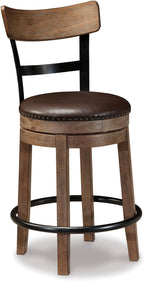 Signature Design by Ashley Pinnadel Counter Height Swivel Bar Stool, Brown