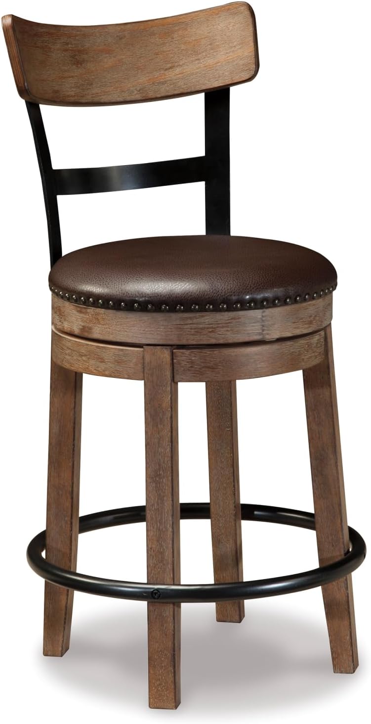 Signature Design by Ashley Pinnadel Counter Height Swivel Bar Stool, Brown