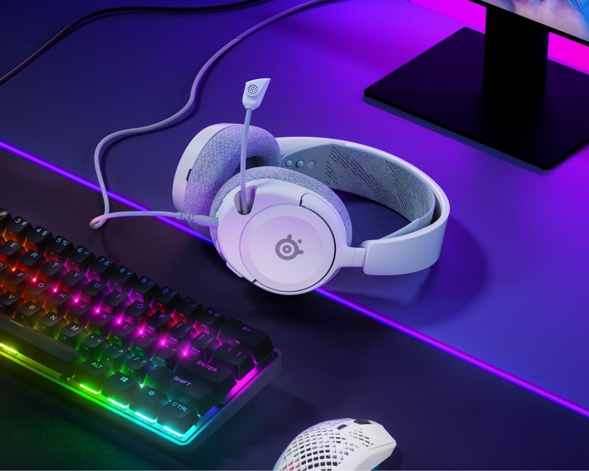 SteelSeries Arctis Nova 1 - Gaming Headset for PC, PS5, PS4, Switch, Xbox - Hi-Fi Drivers - 360° Spatial Audio - AirWeave Memory Foam Ear Cushions - Ultra Lightweight - White
