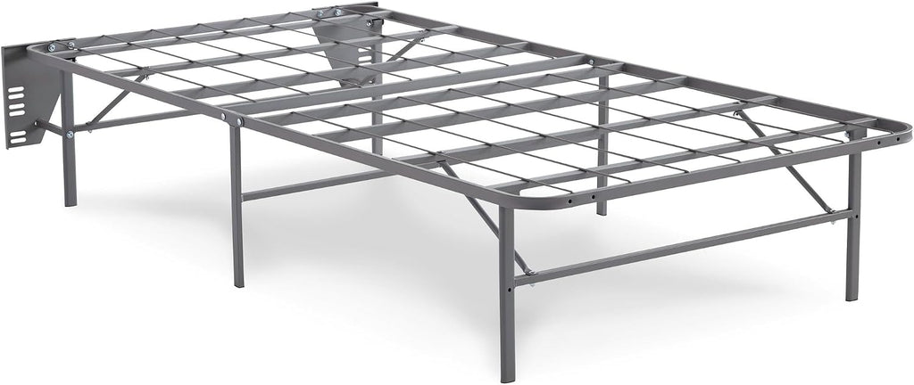Signature Design by Ashley Better than a Boxspring Twin Bed Foundation | Gray powder-coated metal, 14-inch height for spacious under-bed storage, Headboard brackets included