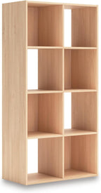 Signature Design by Ashley 8 Cube Storage Organizer Bookshelf, Light Brown | Durable engineered wood, Space-saving vertical 8-cubby floor mount, Fits standard 10.5-inch bins, Piperton Series