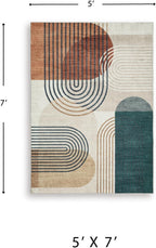 Signature Design by Ashley Washable Area Rug, Mid Century Modern 5x7 | 100% polyester faux fur, Bedroom and living room use, Farrendale Series