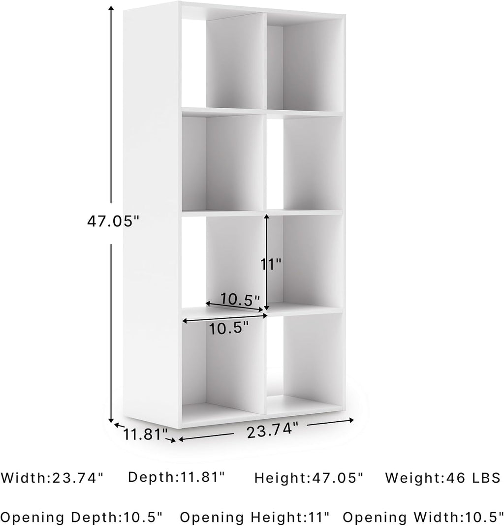 Signature Design by Ashley 8 Cube Organizer Bookcase, White | Durable engineered wood with white laminate, Contemporary styling for bedroom or living room storage, Onita Series