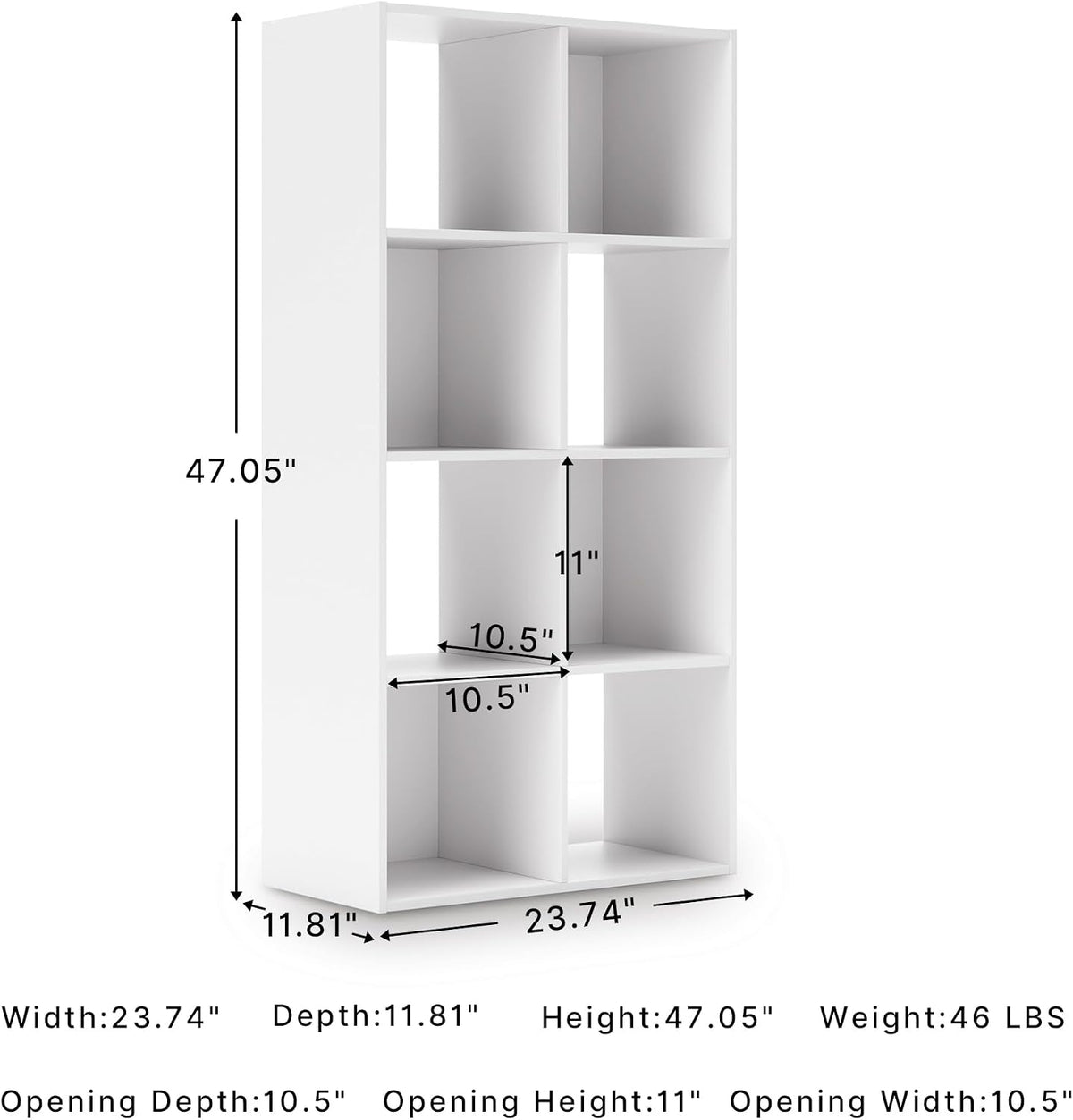 Signature Design by Ashley 8 Cube Organizer Bookcase, White | Durable engineered wood with white laminate, Contemporary styling for bedroom or living room storage, Onita Series