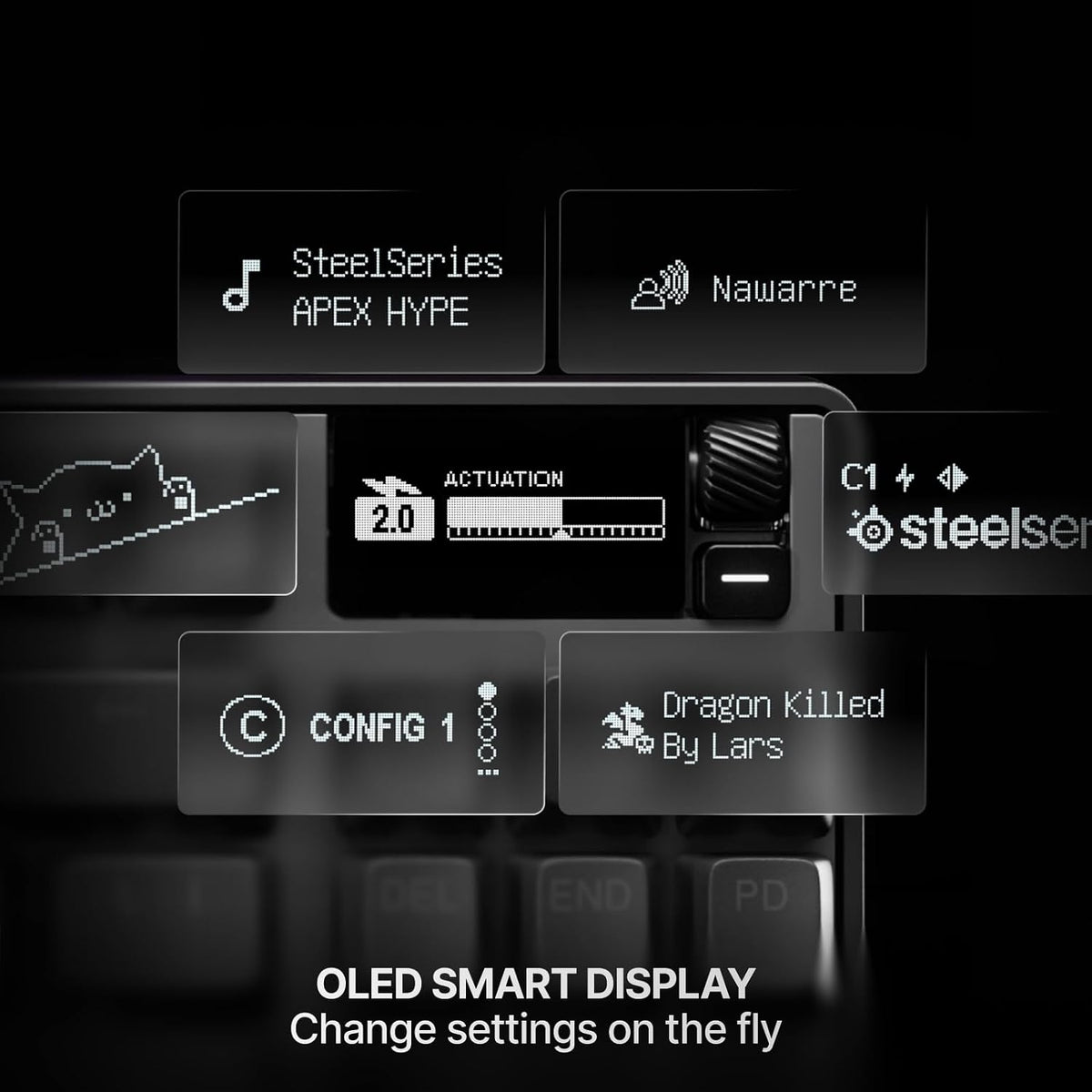 SteelSeries Apex Pro TKL Gen 3 Gaming Keyboard - OmniPoint 3.0 Analog Magnetic Switches, QuickSet Auto-Presets (Rapid Trigger, Rapid Tap/SOCD, Protection Mode), OLED, RGB, PBT, USB-C, English QWERTY