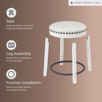 Signature Design by Ashley Valebeck 24 Inch Counter Height Stool | Backless swivel design, Rustic vintage white frame, Cozy beige woven fabric, Metal footrest