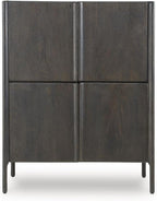 Signature Design by Ashley Fully Assembled Accent Cabinet, Espresso | Modern accent cabinet, Solid oak and engineered wood, 4 doors, 6 fixed interior shelves, Orsonal Series