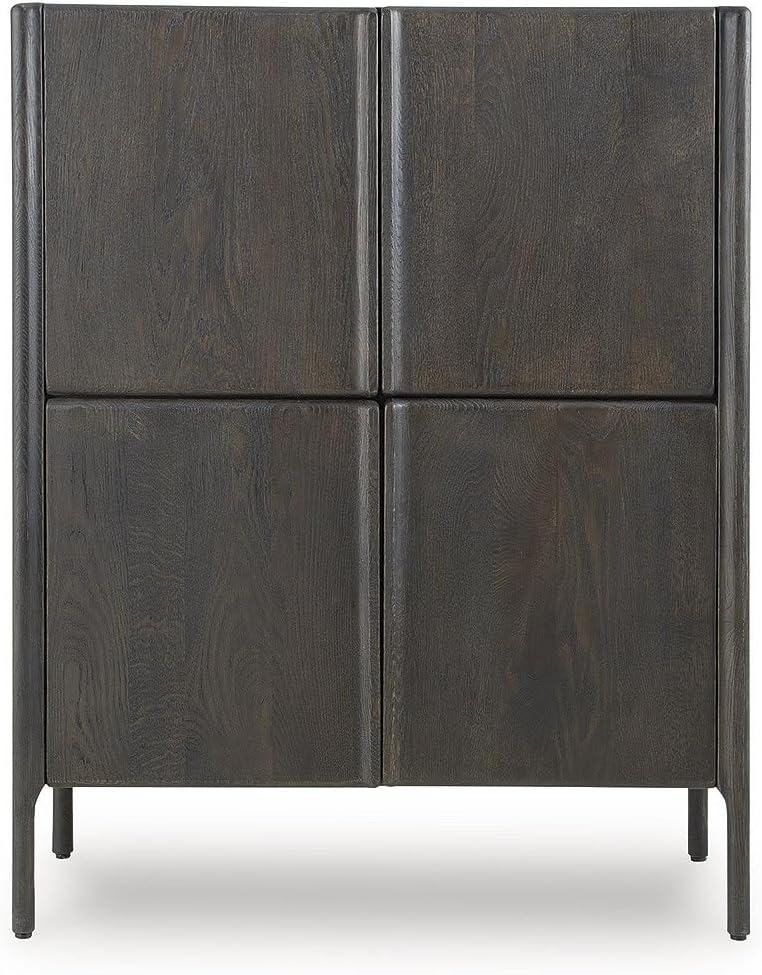 Signature Design by Ashley Fully Assembled Accent Cabinet, Espresso | Modern accent cabinet, Solid oak and engineered wood, 4 doors, 6 fixed interior shelves, Orsonal Series
