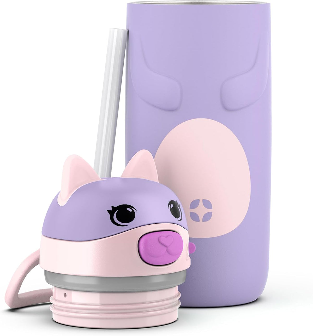 Ello Ellies 12oz Stainless Steel Leakproof Kids Water Bottle, Cat