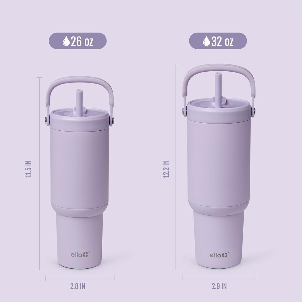 Ello Oasis Go+ 32oz Insulated Stainless Steel Tumbler with Straw, Orchid