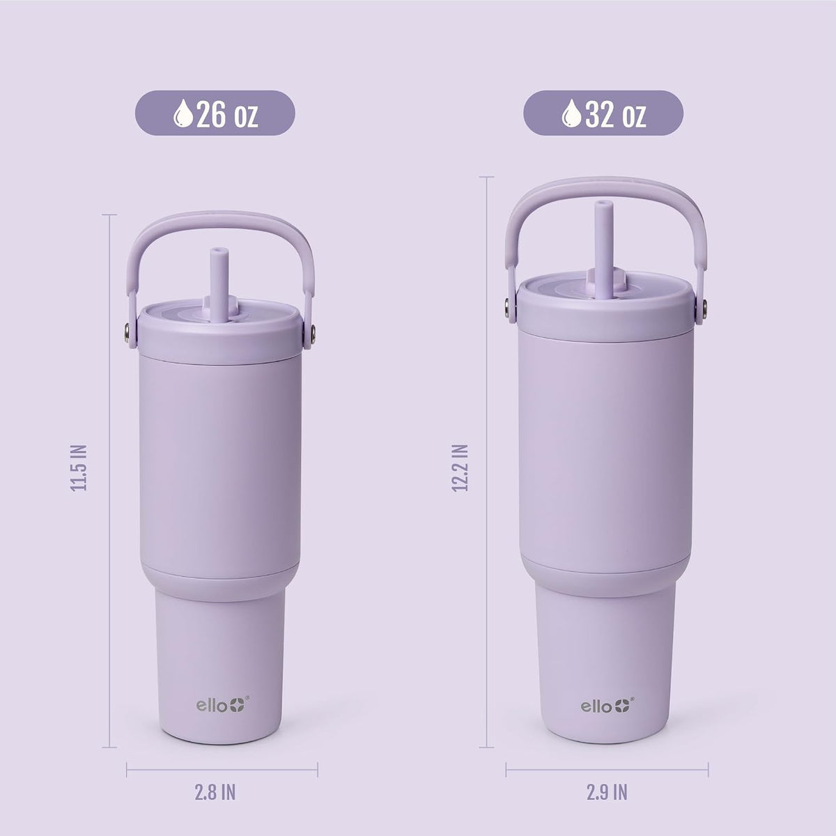 Ello Oasis Go+ 32oz Insulated Stainless Steel Tumbler with Straw, Orchid