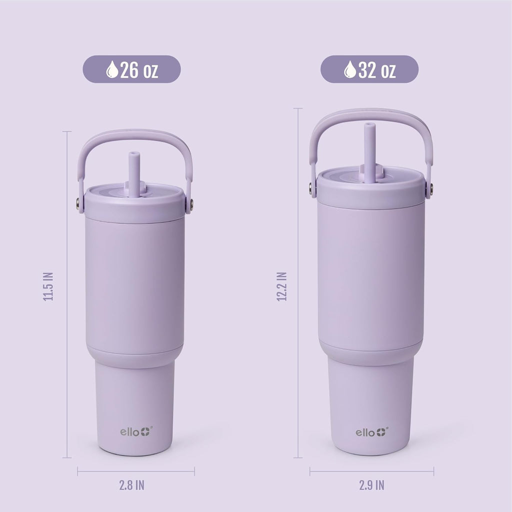 Ello Oasis Go+ 26oz Insulated Stainless Steel Tumbler with Straw, Orchid