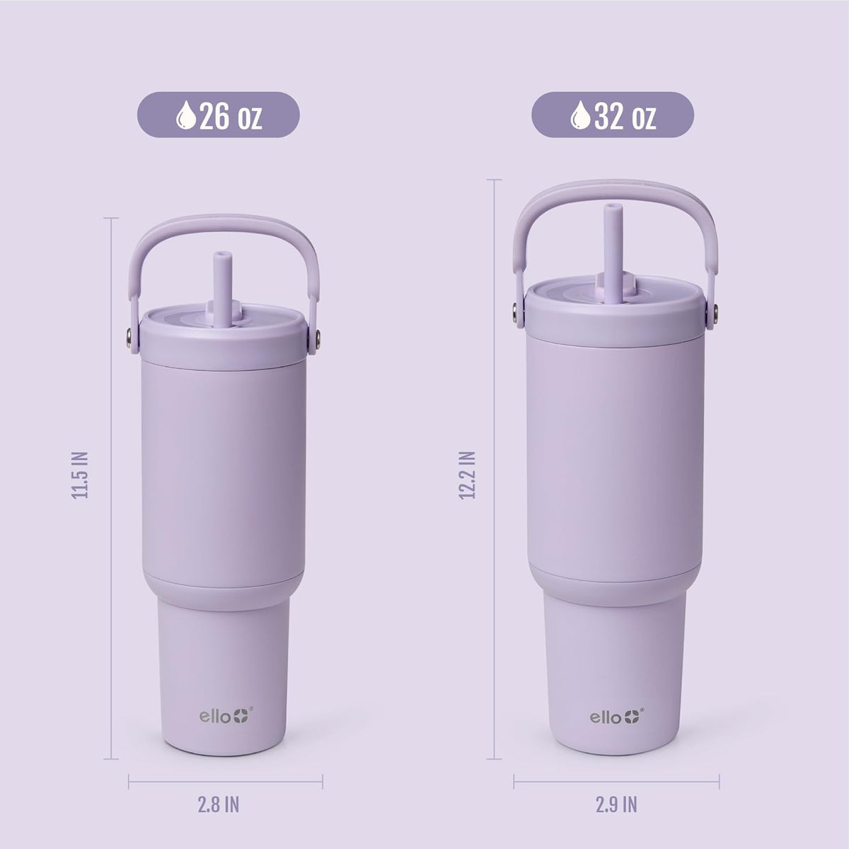 Ello Oasis Go+ 26oz Insulated Stainless Steel Tumbler with Straw, Orchid