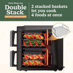 Ninja Air Fryer DoubleStack, 8 Qt, 6-in-1, Black, SL201 | Air fry, broil, roast, bake, reheat, dehydrate, Cooks 4 foods at once, Smart Finish, Match Cook