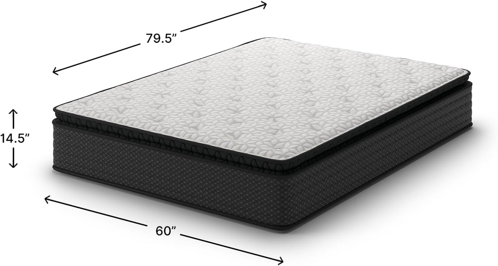 Signature Design by Ashley Queen Pillow Top 13 ' Pillow Top Hybrid Mattress with Gel Memory Foam, Edge Support for Cool Sleep and Pressure Relief, Fiberglass-Free, Bed In A Box