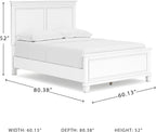 Signature Design by Ashley Bed Frame, Full Panel White Transitional | Hardwood solids and MDF substrate, White panel framing, Compatible with adjustable base, Fortman Series