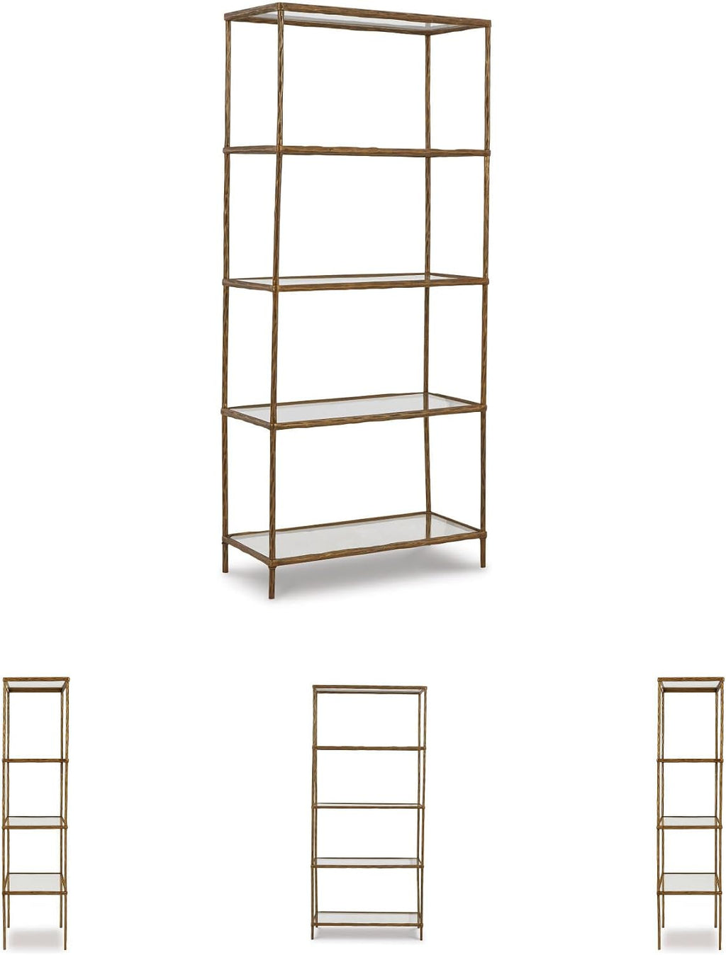 Signature Design by Ashley Ryandale Modern 5 Shelf Bookcase, Antique Brass Finish