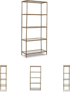 Signature Design by Ashley Ryandale Modern 5 Shelf Bookcase, Antique Brass Finish