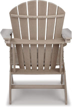 Signature Design by Ashley 1-Piece HDPE Outdoor Adirondack Chair, Driftwood | Durable weather resistant HDPE, 36-pound stationary frame, Comfortable 16.25-inch elevated seat, Sundown Treasure Series